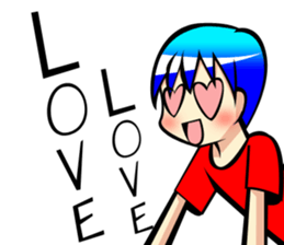 Behavior of blue hair boy sticker #6706117