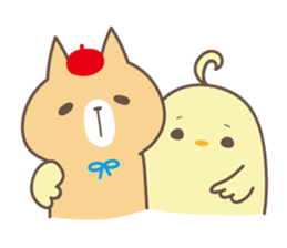 relax animal ~cat and chick~ sticker #6737688