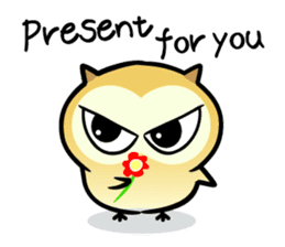 The baby of Eurasian Scops-owl. Eng.ver. sticker #6742093