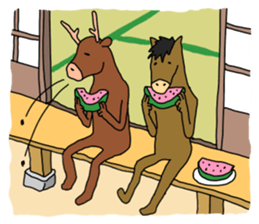 A horse and a deer 2 sticker #6744732