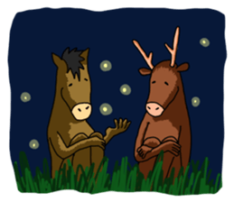 A horse and a deer 2 sticker #6744736