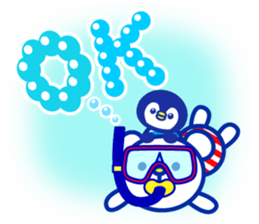 Marine bear & penguin : Tricolor color sticker #6758938