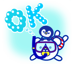 Marine bear & penguin : Tricolor color sticker #6758938