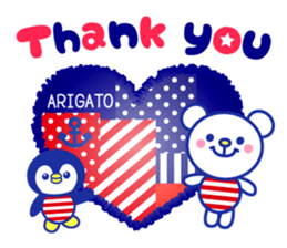 Marine bear & penguin : Tricolor color sticker #6758940