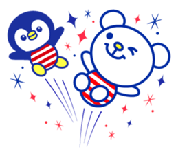Marine bear & penguin : Tricolor color sticker #6758945