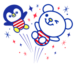 Marine bear & penguin : Tricolor color sticker #6758945