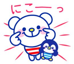 Marine bear & penguin : Tricolor color sticker #6758946