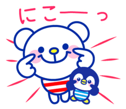 Marine bear & penguin : Tricolor color sticker #6758946