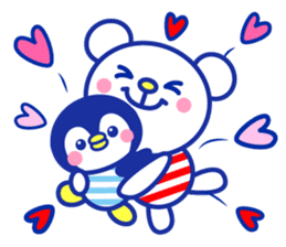 Marine bear & penguin : Tricolor color sticker #6758947