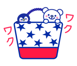 Marine bear & penguin : Tricolor color sticker #6758950