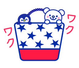 Marine bear & penguin : Tricolor color sticker #6758950