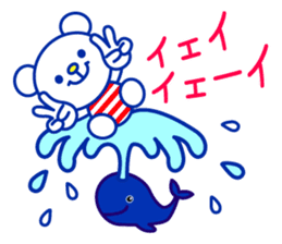 Marine bear & penguin : Tricolor color sticker #6758951