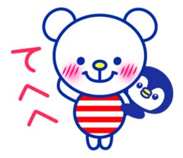 Marine bear & penguin : Tricolor color sticker #6758955