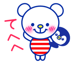 Marine bear & penguin : Tricolor color sticker #6758955