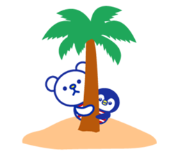 Marine bear & penguin : Tricolor color sticker #6758965