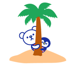 Marine bear & penguin : Tricolor color sticker #6758965