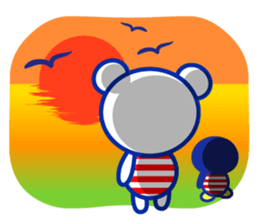 Marine bear & penguin : Tricolor color sticker #6758966