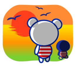 Marine bear & penguin : Tricolor color sticker #6758966
