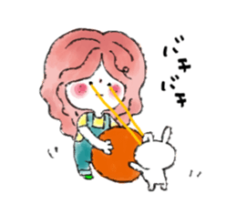 Girl in an island and rabbit sticker #6771694