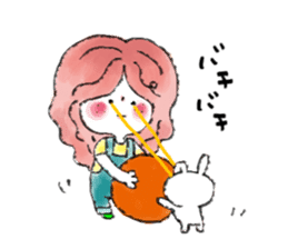 Girl in an island and rabbit sticker #6771694
