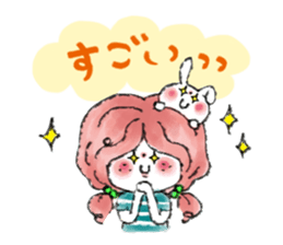 Girl in an island and rabbit sticker #6771697