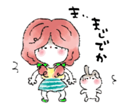Girl in an island and rabbit sticker #6771714