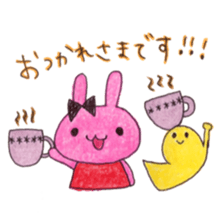 Stamp of  Cute rabbit and a French horn. sticker #6806333