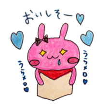 Stamp of  Cute rabbit and a French horn. sticker #6806337