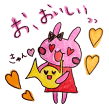 Stamp of  Cute rabbit and a French horn. sticker #6806338