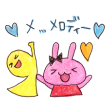 Stamp of  Cute rabbit and a French horn. sticker #6806342