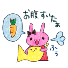 Stamp of  Cute rabbit and a French horn. sticker #6806343