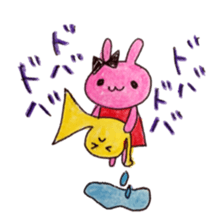 Stamp of  Cute rabbit and a French horn. sticker #6806353