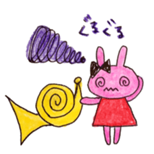 Stamp of  Cute rabbit and a French horn. sticker #6806356