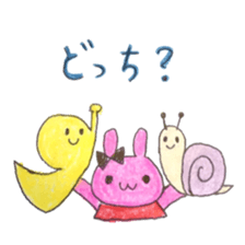 Stamp of  Cute rabbit and a French horn. sticker #6806357