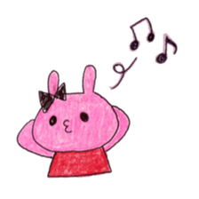 Stamp of  Cute rabbit and a French horn. sticker #6806358