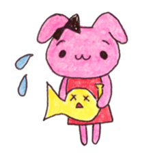 Stamp of  Cute rabbit and a French horn. sticker #6806359