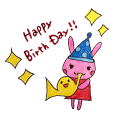 Stamp of  Cute rabbit and a French horn. sticker #6806363