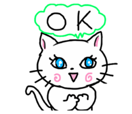 Cheerful white cat sticker #6815209