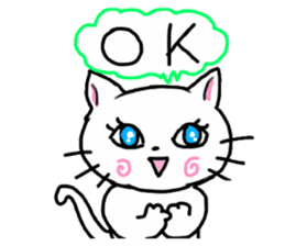 Cheerful white cat sticker #6815209