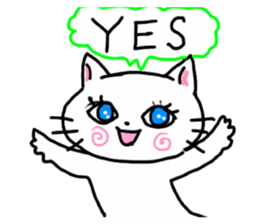 Cheerful white cat sticker #6815215