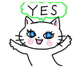 Cheerful white cat sticker #6815215