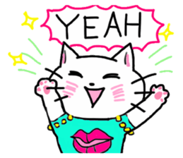 Cheerful white cat sticker #6815223