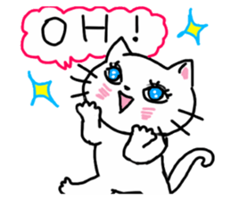 Cheerful white cat sticker #6815224