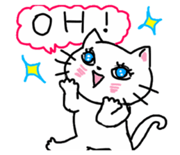 Cheerful white cat sticker #6815224