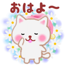 white cat and flower sticker #6854080