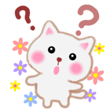white cat and flower sticker #6854115