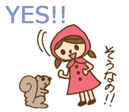 Bilingual daily stickers with cute girl sticker #6855603