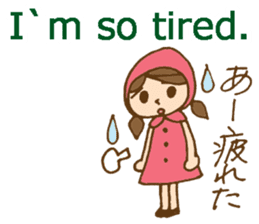 Bilingual daily stickers with cute girl sticker #6855621