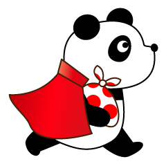 Pandaman Flying cute panda. in love.