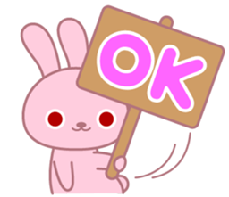 Pink rabbit of usable message sticker #6865357